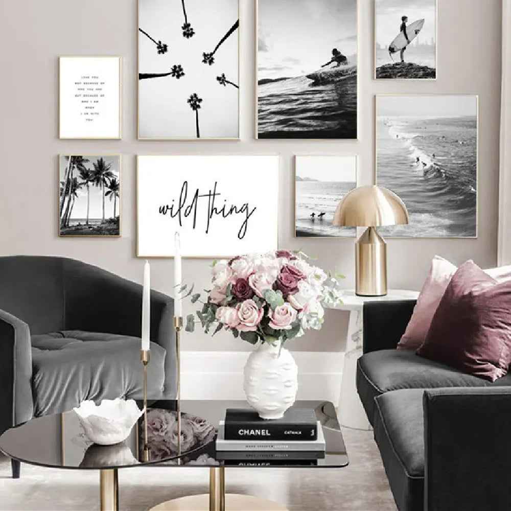 Nordic Modern Black And White Seaside Landscape